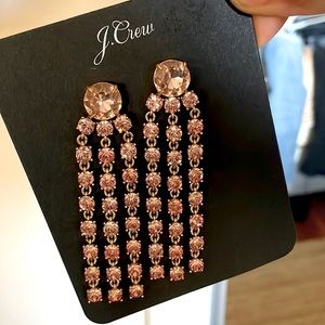 J. CREW Pink Crystal Fringe Statement Earrings